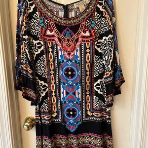 Flying Tomato Dress - patterned 3/4 sleeve dress